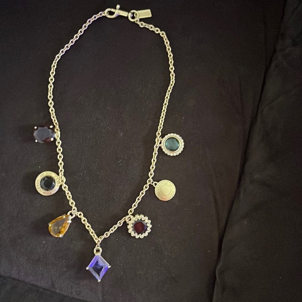 Authentic Vintage Coach Necklace with multi color gemstones.